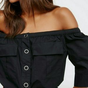 free people off shoulder black top
